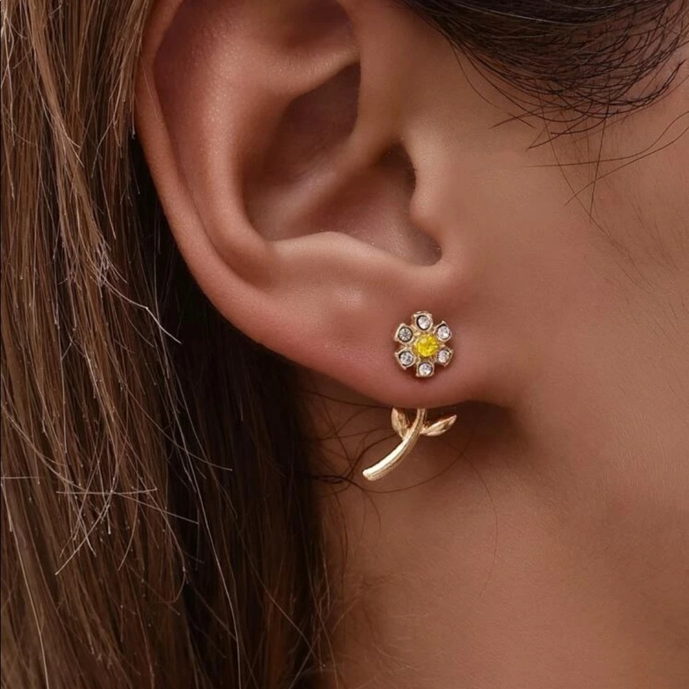 Flower Rhinestone Stud Earrings